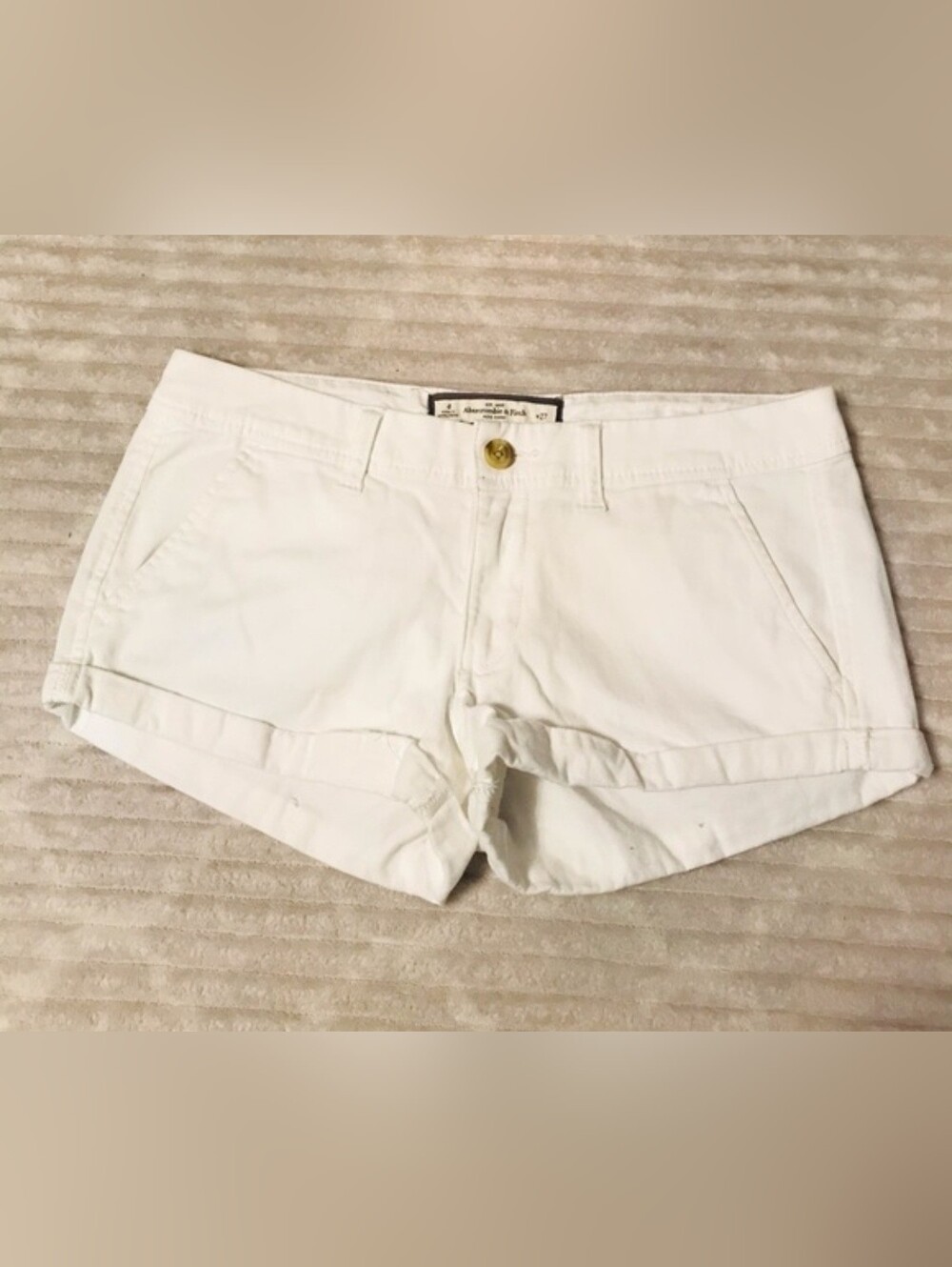 Abercrombie & Fitch White Chino Khaki Shorts Size 4 27 EUC